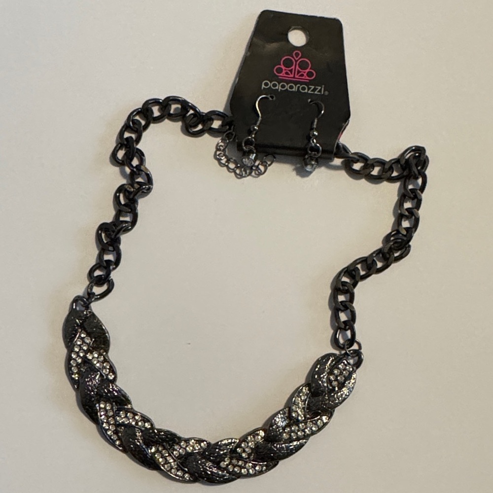 Paparazzi Twisted Black and Silver Necklace